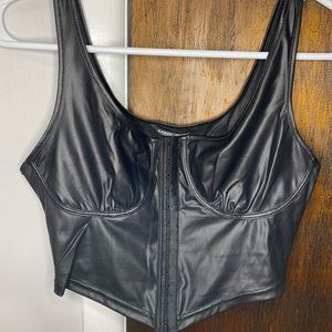 SHEIN faux leather corset top. Sooo cute, comfy and perfect for a night out.